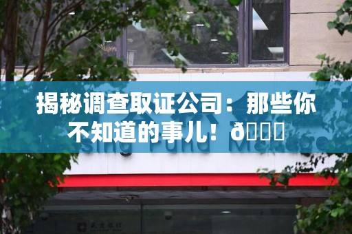 邵武揭秘调查取证公司：那些你不知道的事儿！😎