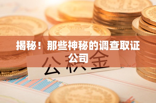 邵武揭秘！那些神秘的调查取证公司