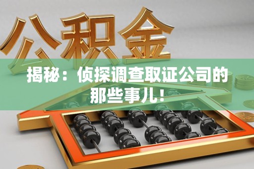 邵武揭秘：侦探调查取证公司的那些事儿！
