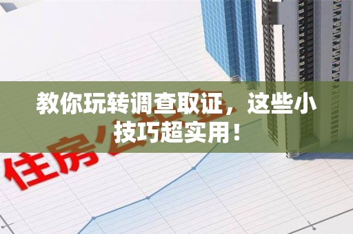 邵武教你玩转调查取证，这些小技巧超实用！