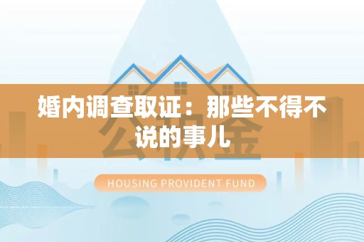 邵武婚内调查取证：那些不得不说的事儿