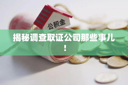 邵武揭秘调查取证公司那些事儿！