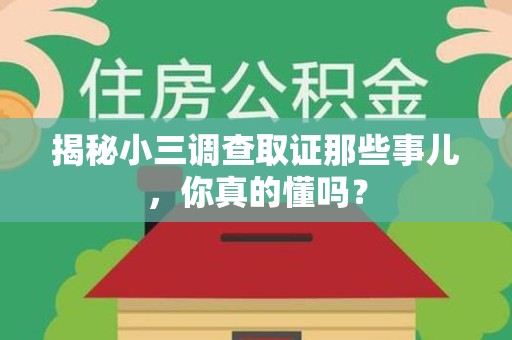 邵武揭秘小三调查取证那些事儿，你真的懂吗？