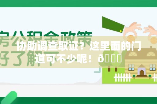 邵武协助调查取证？这里面的门道可不少呢！😎