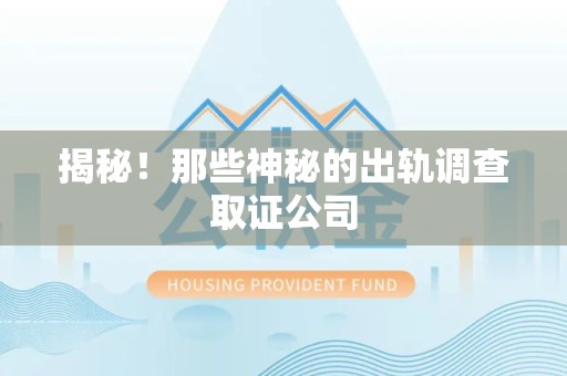 邵武揭秘！那些神秘的出轨调查取证公司