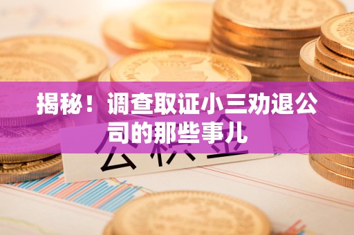 邵武揭秘！调查取证小三劝退公司的那些事儿