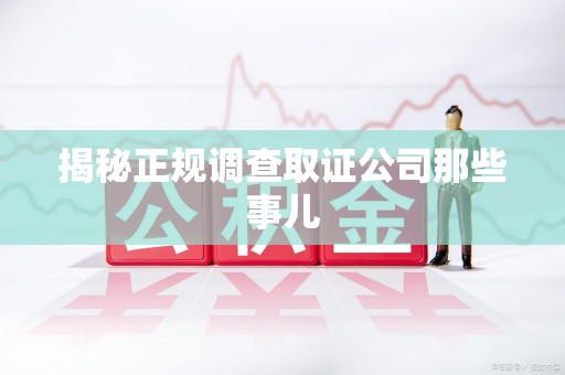 邵武揭秘正规调查取证公司那些事儿