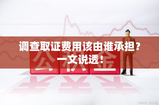 邵武调查取证费用该由谁承担？一文说透！