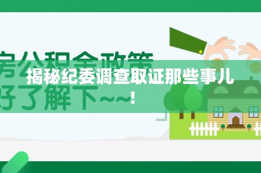 邵武揭秘纪委调查取证那些事儿！