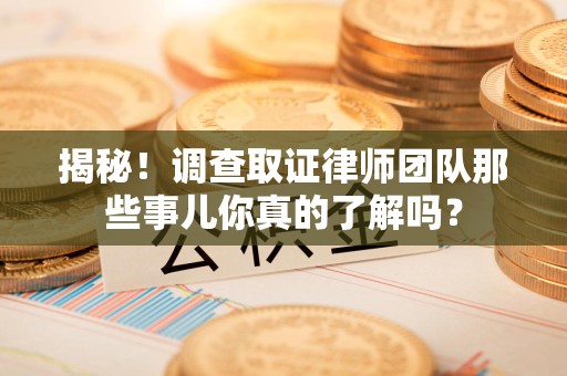 邵武揭秘！调查取证律师团队那些事儿你真的了解吗？