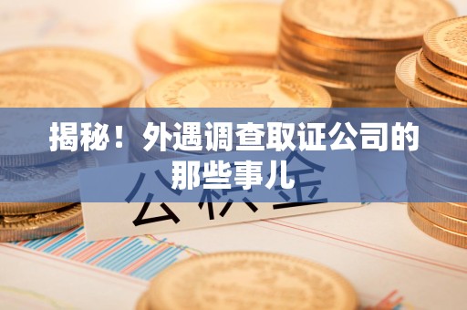 邵武揭秘！外遇调查取证公司的那些事儿