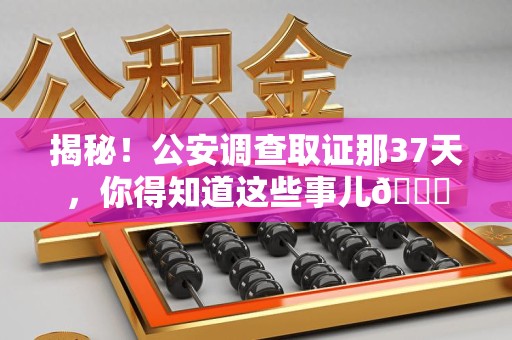 邵武揭秘！公安调查取证那37天，你得知道这些事儿😎