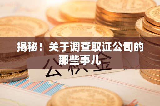 邵武揭秘！关于调查取证公司的那些事儿